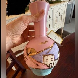 Rainbow Way Arts of the Southwest Vase Pink Purple Teal, 24k Gold Detailing